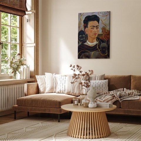 Obraz - Frida Kahlo - Autoportret z Changuito 20x30 Na płótnie włoskim