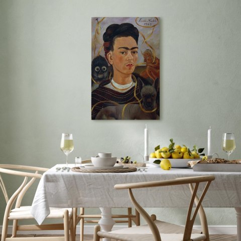 Obraz - Frida Kahlo - Autoportret z Changuito 40x60 Standard
