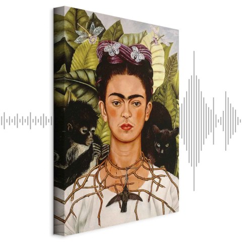 Obraz - Frida Kahlo - Autoportret z naszyjnikiem z cierni i kolibrem 20x30 Akustyczny