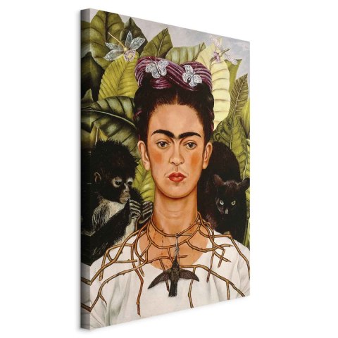 Obraz - Frida Kahlo - Autoportret z naszyjnikiem z cierni i kolibrem 60x90 Standard