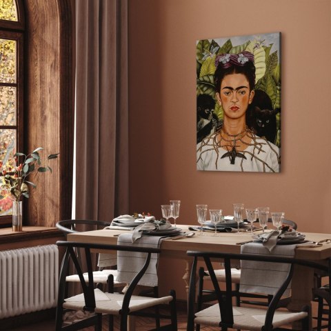 Obraz - Frida Kahlo - Autoportret z naszyjnikiem z cierni i kolibrem 60x90 Standard