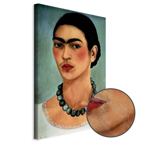 Obraz - Frida Kahlo - Autoportret z naszyjnikiem z koralików 20x30 Premium Print