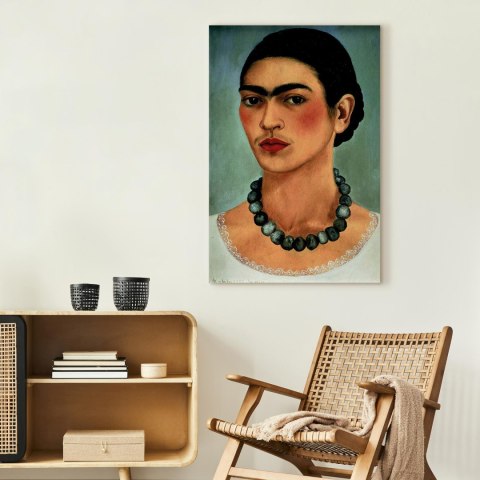 Obraz - Frida Kahlo - Autoportret z naszyjnikiem z koralików 20x30 Premium Print