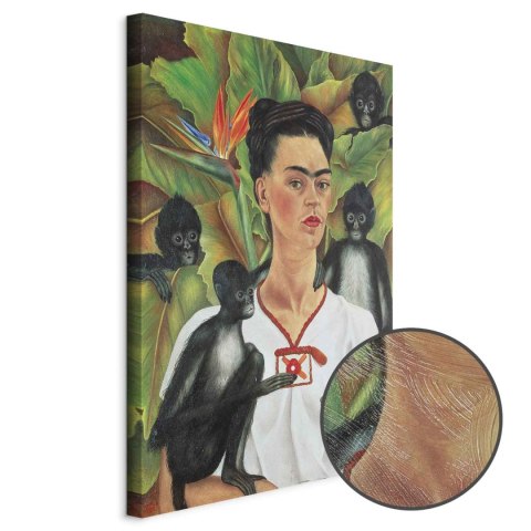 Obraz - Frida Kahlo - Autoportret z małpami 20x30 Premium Print