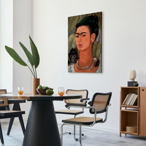 Obraz - Frida Kahlo - Autoportret z małpką 20x30 Na płótnie włoskim