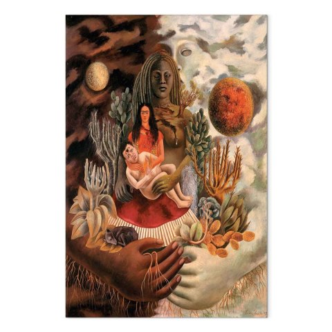 Obraz - Frida Kahlo - Miłosne objęcie Wszechświata, Ziemi (Meksyk), mnie, Diego i Pana Xolotla 20x30 Akustyczny
