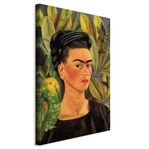 Obraz - Frida Kahlo - Autoportret z papugą Bonito 20x30 Na płótnie włoskim