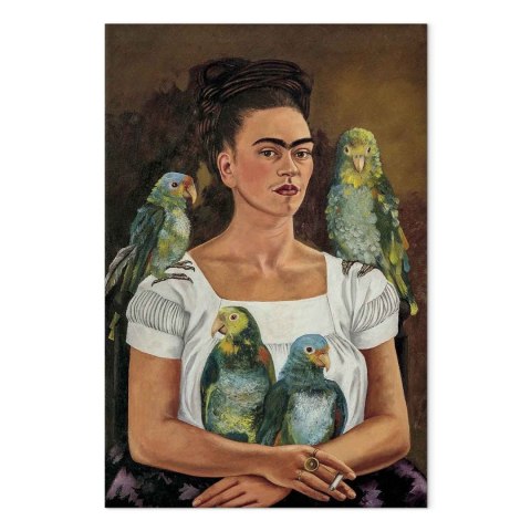 Obraz - Frida Kahlo - Ja i moje papugi 20x30 Na płótnie włoskim