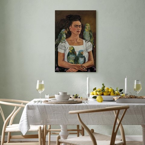 Obraz - Frida Kahlo - Ja i moje papugi 20x30 Na płótnie włoskim