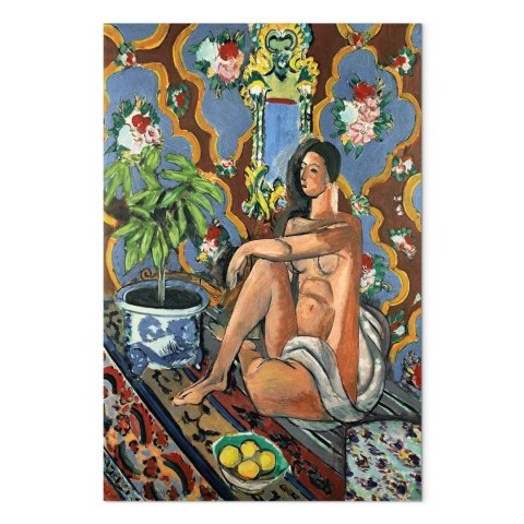 Obraz - Henri Matisse - Figura dekoracyjna na tle ozdobnym 20x30 Na płótnie włoskim