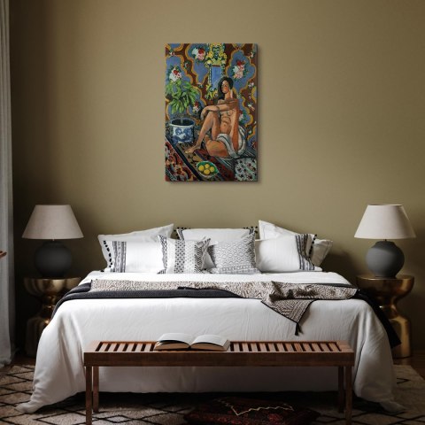 Obraz - Henri Matisse - Figura dekoracyjna na tle ozdobnym 20x30 Na płótnie włoskim
