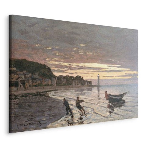 Obraz - Claude Monet - Holowanie łodzi w Honfleur 30x20 Na płótnie włoskim