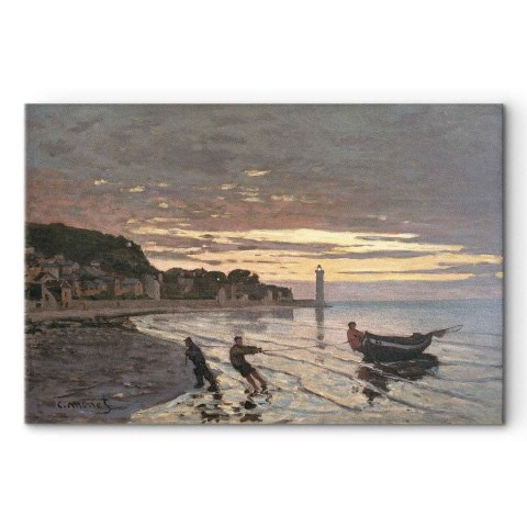 Obraz - Claude Monet - Holowanie łodzi w Honfleur 30x20 Na płótnie włoskim