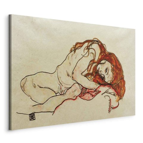 Obraz - Egon Schiele - Przykucnięta dziewczyna z pochyloną głową 60x40 Standard