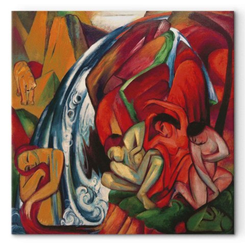 Obraz - Franz Marc - Wodospad (Kobiety pod wodospadem) 40x40 Na płótnie włoskim