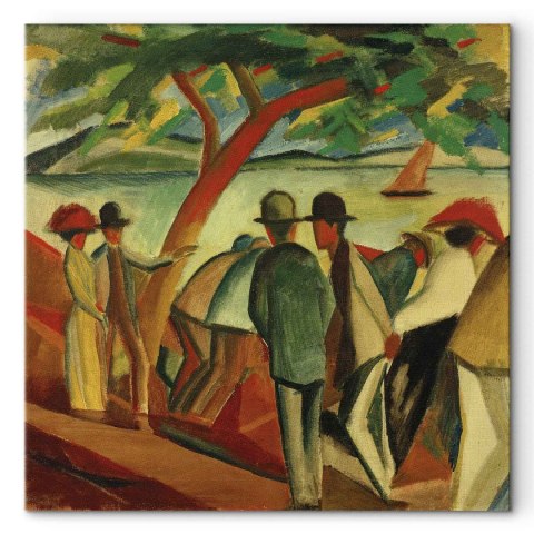 Obraz - August Macke - Spacerowicze nad jeziorem 40x40 Premium Print