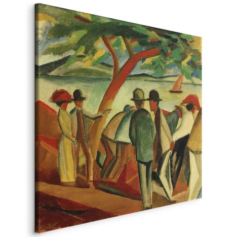 Obraz - August Macke - Spacerowicze nad jeziorem 40x40 Standard