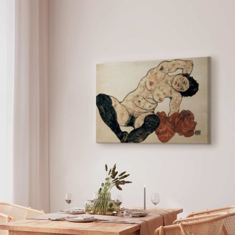 Obraz - Egon Schiele - Liegender Akt mit gelbem Handtuch 30x20 Na płótnie włoskim