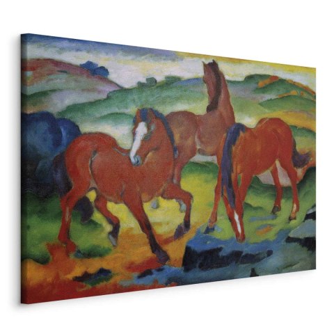 Obraz - Franz Marc - Czerwone konie (Pasące się Konie IV) 90x60 Standard