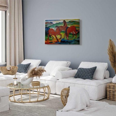 Obraz - Franz Marc - Czerwone konie (Pasące się Konie IV) 90x60 Standard