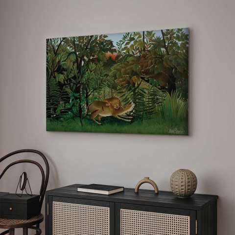 Obraz - Henri Rousseau - Le Lion ayant faim se jette sur l'Antilope 30x20 Standard