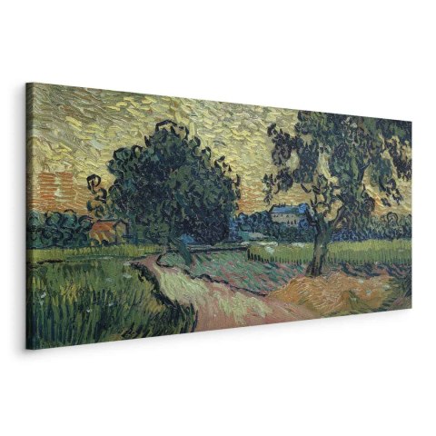 Obraz - Vincent Van Gogh - Krajobraz z zamkiem Auvers o zachodzie słońca 60x30 Standard