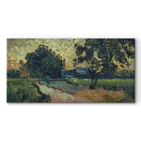 Obraz - Vincent Van Gogh - Krajobraz z zamkiem Auvers o zachodzie słońca 60x30 Standard