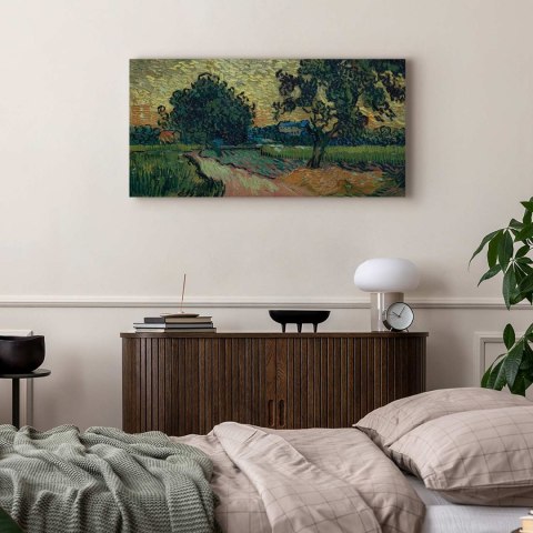 Obraz - Vincent Van Gogh - Krajobraz z zamkiem Auvers o zachodzie słońca 60x30 Standard