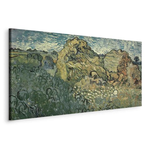 Obraz - Vincent Van Gogh - Pole ze stogami pszenicy 60x30 Na płótnie włoskim