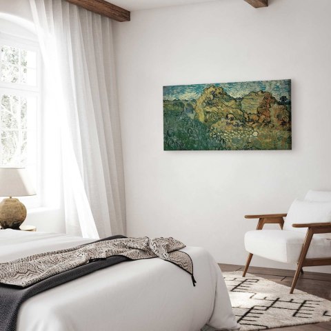 Obraz - Vincent Van Gogh - Pole ze stogami pszenicy 60x30 Na płótnie włoskim
