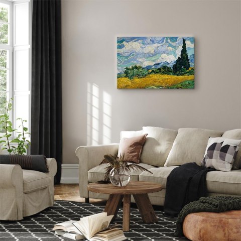 Obraz - Vincent Van Gogh - Pole pszenicy z cyprysami 30x20 Akustyczny