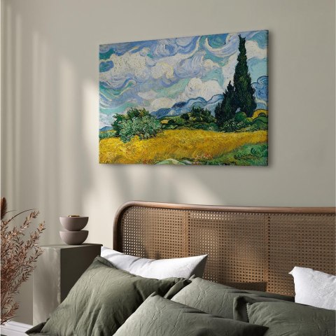 Obraz - Vincent Van Gogh - Pole pszenicy z cyprysami 30x20 Akustyczny