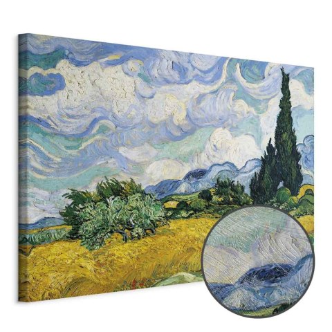 Obraz - Vincent Van Gogh - Pole pszenicy z cyprysami 30x20 Premium Print
