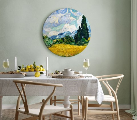 Obraz okrągły - Vincent Van Gogh - Pole pszenicy z cyprysami 80x80