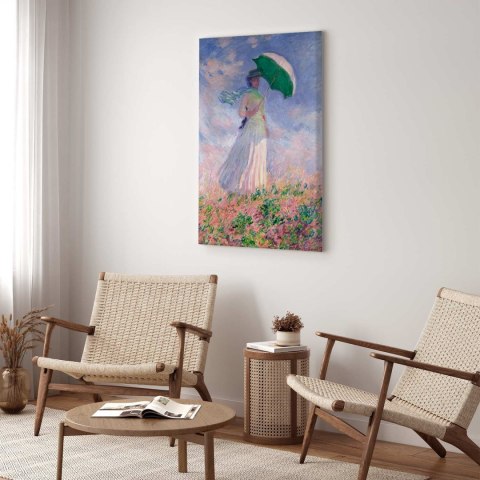 Obraz - Claude Monet - Kobieta z parasolką, zwrócona w prawo 20x30 Standard