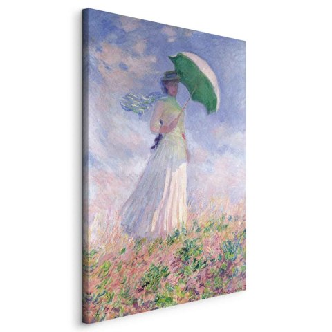 Obraz - Claude Monet - Kobieta z parasolką, zwrócona w prawo 40x60 Na płótnie włoskim