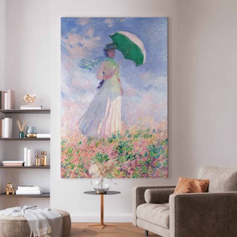 Obraz XXL - Claude Monet - Kobieta z parasolką, zwrócona w prawo 107x160