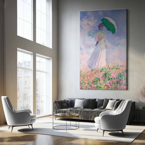 Obraz XXL - Claude Monet - Kobieta z parasolką, zwrócona w prawo 133x200