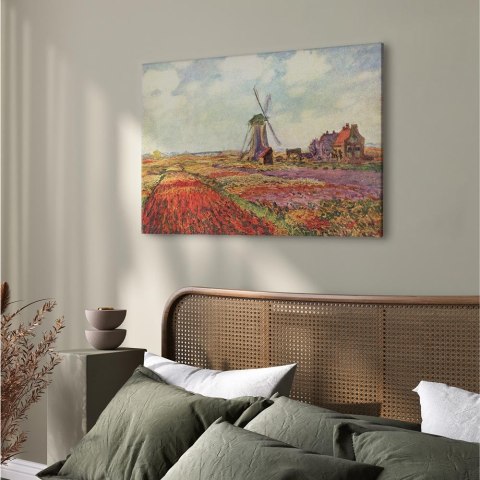 Obraz - Claude Monet - Pola tulipanów i wiatrak w Rijnsburg 30x20 Premium Print