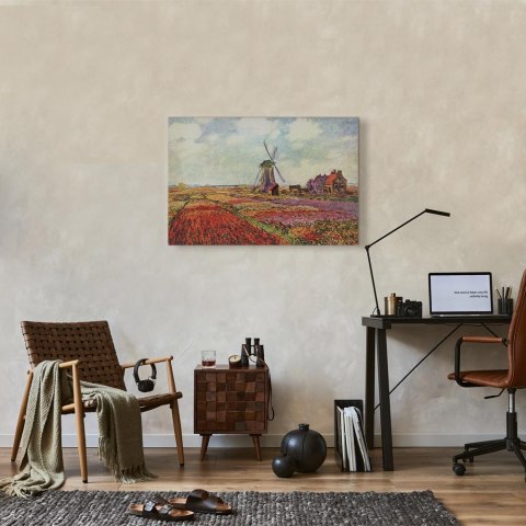 Obraz - Claude Monet - Pola tulipanów i wiatrak w Rijnsburg 30x20 Premium Print