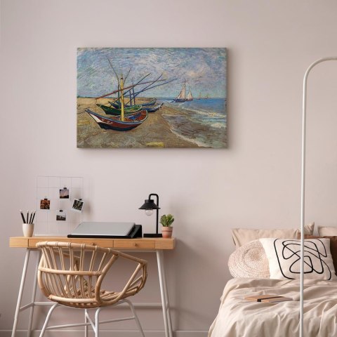 Obraz - Vincent van Gogh - Łodzie rybackie na plaży 30x20 Na płótnie włoskim