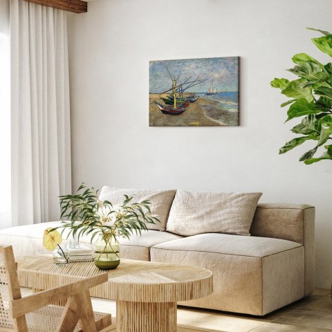 Obraz - Vincent van Gogh - Łodzie rybackie na plaży 30x20 Premium Print