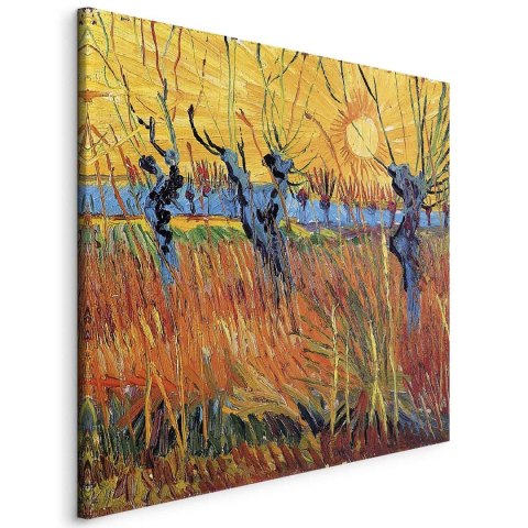 Obraz - Vincent van Gogh - Wierzby o zachodzie słońca 40x40 Na płótnie włoskim