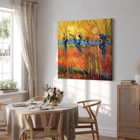 Obraz - Vincent van Gogh - Wierzby o zachodzie słońca 40x40 Na płótnie włoskim