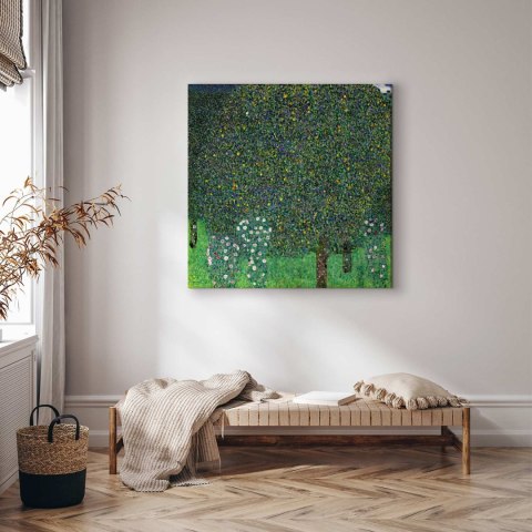 Obraz - Gustav Klimt - Róże wśród drzew 40x40 Na płótnie włoskim