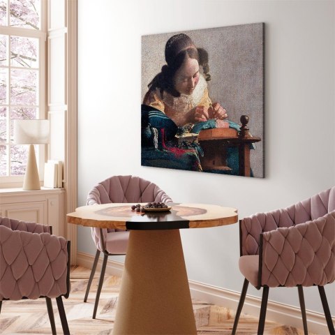 Obraz - Jan Vermeer - Koronczarka 40x40 Na płótnie włoskim