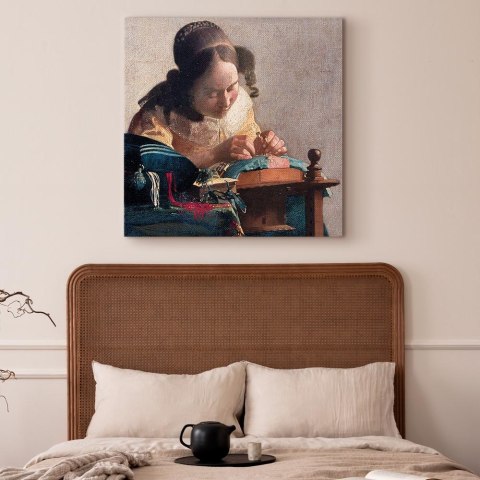Obraz - Jan Vermeer - Koronczarka 40x40 Premium Print