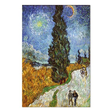Obraz - Vincent van Gogh - Droga z cyprysem i gwiazdą 20x30 Na płótnie włoskim