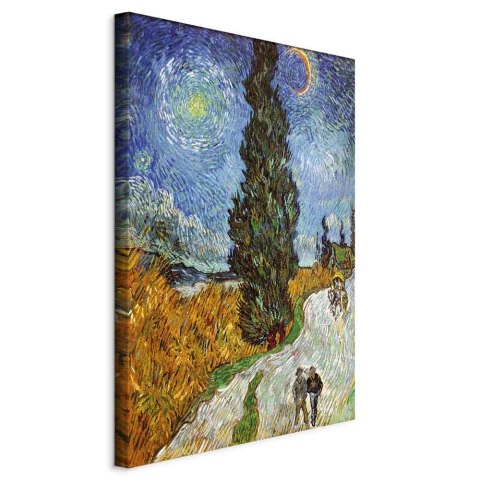 Obraz - Vincent van Gogh - Droga z cyprysem i gwiazdą 40x60 Na płótnie włoskim