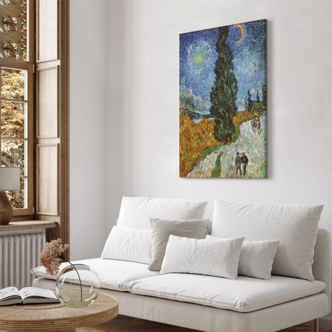 Obraz - Vincent van Gogh - Droga z cyprysem i gwiazdą 40x60 Na płótnie włoskim